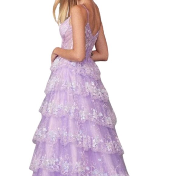 NWT Juliet Dresses JT2454K Tulle Prom Dres Lilac Size 2XL - Picture 3 of 6